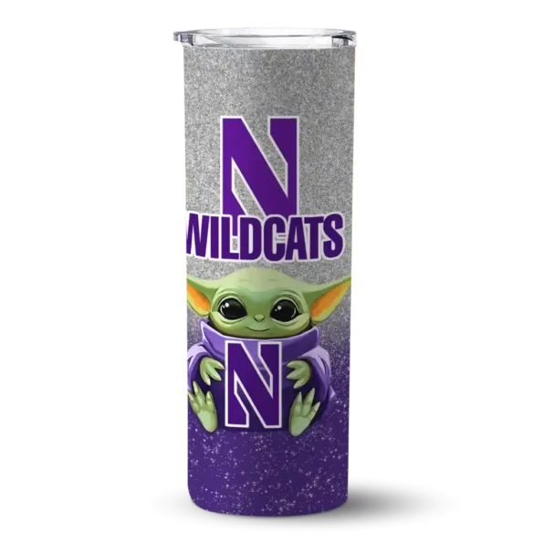 northwestern wildcats yoda smile purple skinny tumbler best selling