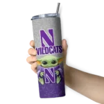 northwestern-wildcats-yoda-smile-purple-skinny-tumbler-best-selling.webp