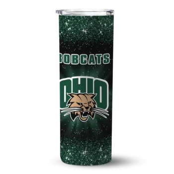 Ohio Bobcats Radiant Glitter Green Skinny Tumbler