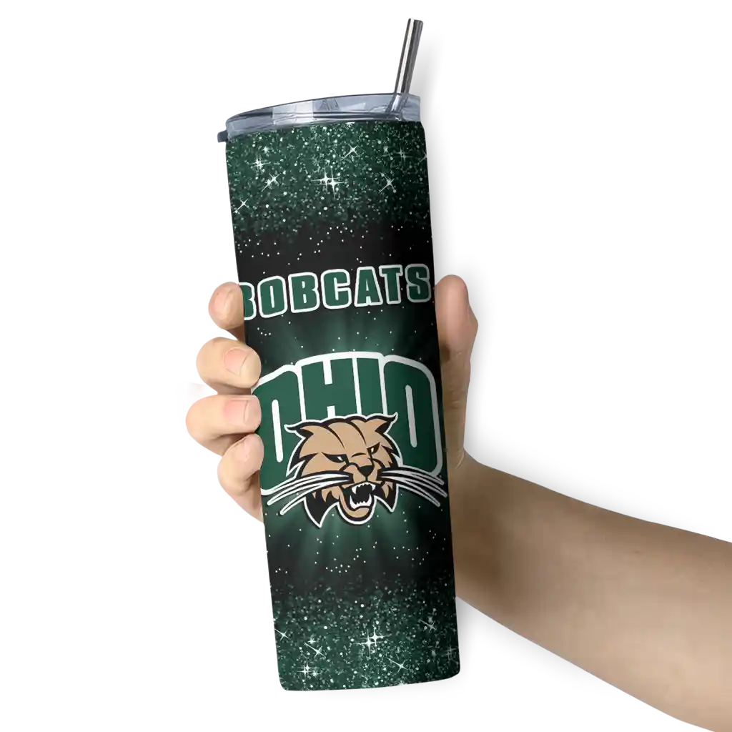 ohio-bobcats-radiant-glitter-green-skinny-tumbler-premium-grade.webp