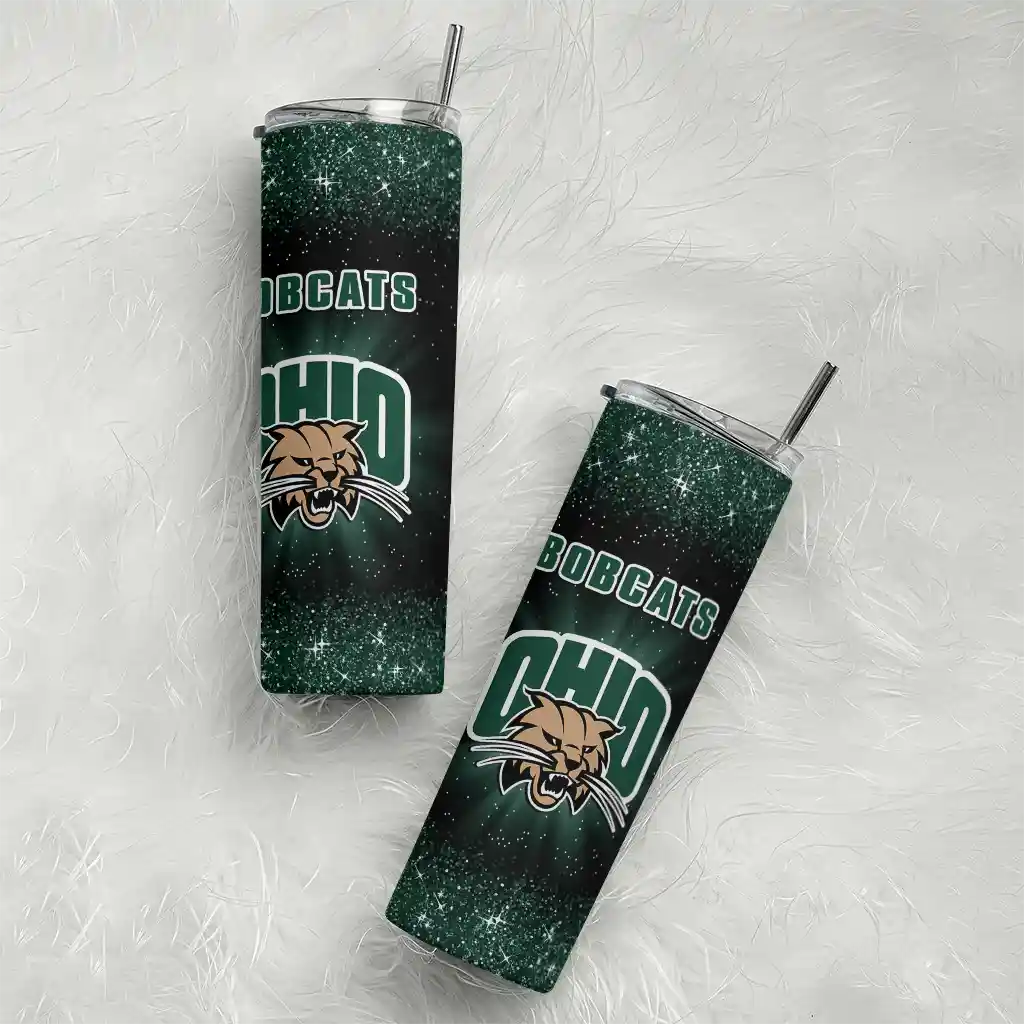 ohio-bobcats-radiant-glitter-green-skinny-tumbler-top-rated.webp