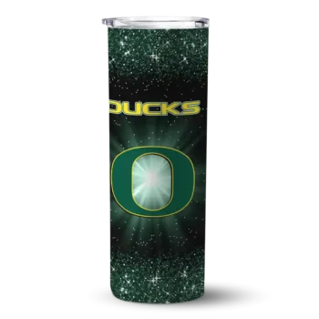 Oregon Ducks Radiant Glitter Green Skinny Tumbler