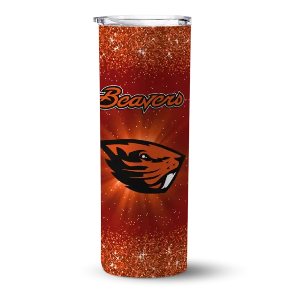 oregon state beavers radiant glitter orange skinny tumbler best selling 1