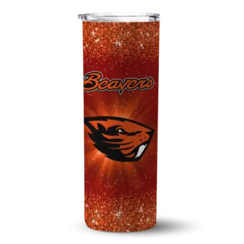 Oregon State Beavers Radiant Glitter Orange Skinny Tumbler