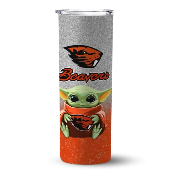 oregon state beavers yoda smile orange skinny tumbler best selling 1