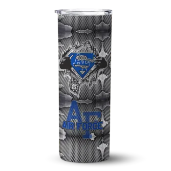 Personalized Air Force Falcons Chevron V Blue Gray Skinny Tumbler