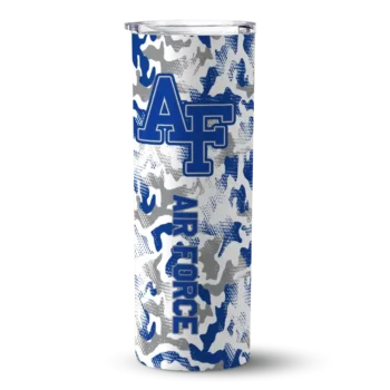 Personalized Air Force Falcons Claw Marks Blue White Skinny Tumbler