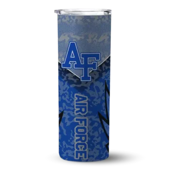 Personalized Air Force Falcons Spiral Burst Print Blue Skinny Tumbler