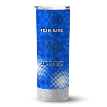 Personalized Air Force Falcons Starburst Tiles Blue Skinny Tumbler