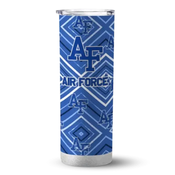 Personalized Air Force Falcons Zipper Leopard Blue Skinny Tumbler