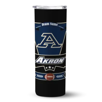 Personalized Akron Zips Helmet Belt Blue Black Skinny Tumbler