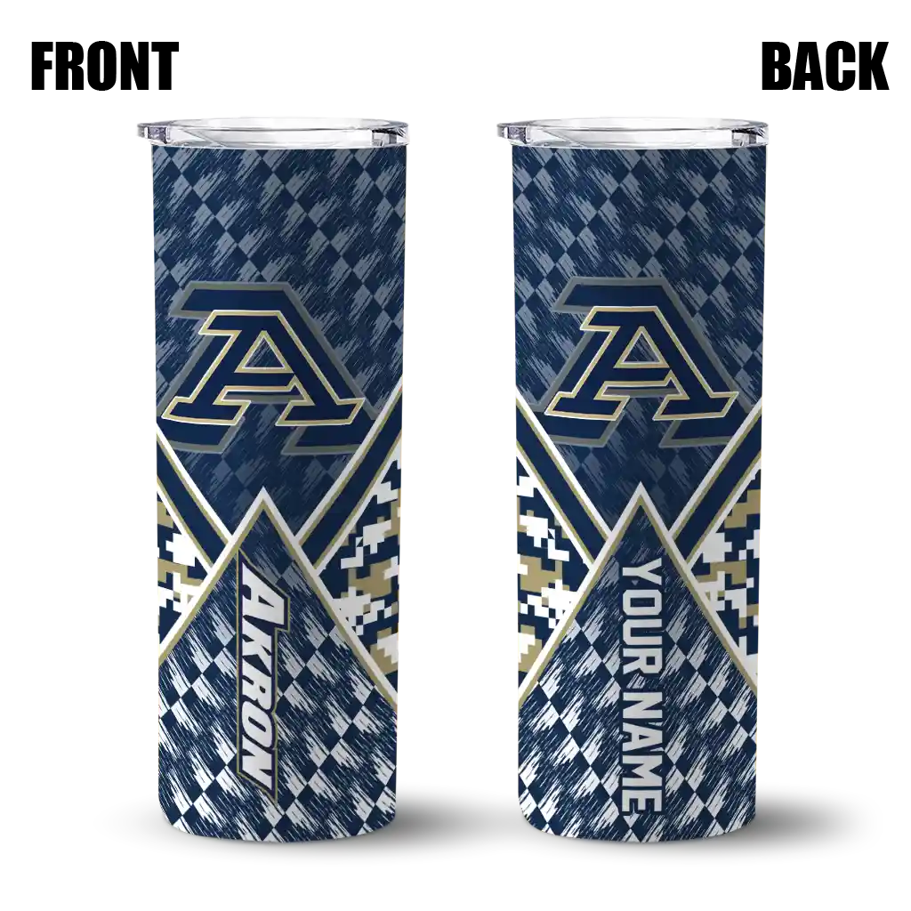 personalized-akron-zips-monogram-burst-blue-white-skinny-tumbler-fashion-forward.webp