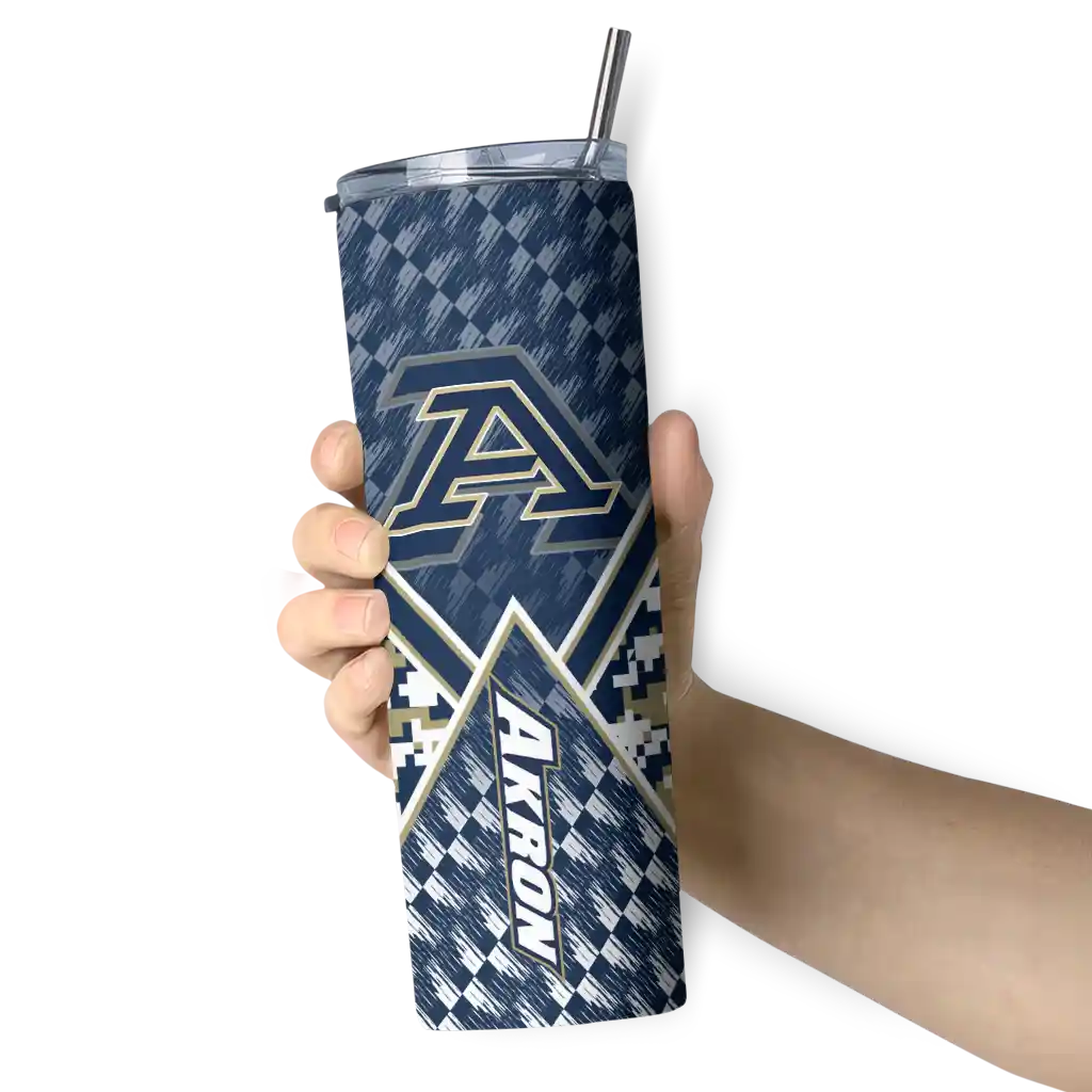 personalized-akron-zips-monogram-burst-blue-white-skinny-tumbler-premium-grade.webp