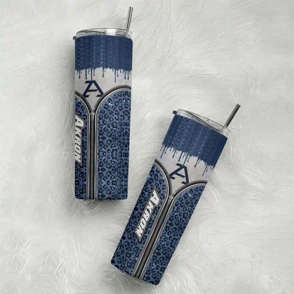 personalized-akron-zips-sparkle-drip-blue-skinny-tumbler-top-rated.webp