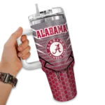 personalized alabama crimson tide hex texture crimson curved tumbler best selling.webp