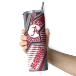 personalized-alabama-crimson-tide-web-stripes-crimson-white-skinny-tumbler-best-selling.webp