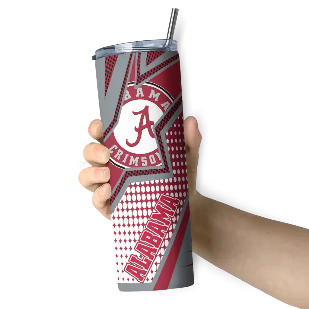 personalized-alabama-crimson-tide-web-stripes-crimson-white-skinny-tumbler-premium-grade.webp