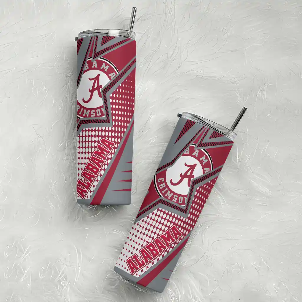 personalized-alabama-crimson-tide-web-stripes-crimson-white-skinny-tumbler-top-rated.webp