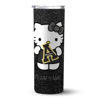 Personalized Appalachian State Mountaineers Hello Kitty Black Skinny Tumbler