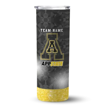 Personalized Appalachian State Mountaineers Starburst Tiles Black Skinny Tumbler