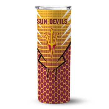 Personalized Arizona State Sun Devils Chevron Stripes Maroon Skinny Tumbler
