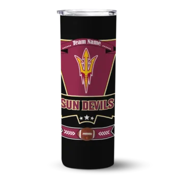 Personalized Arizona State Sun Devils Helmet Belt Maroon Black Skinny Tumbler