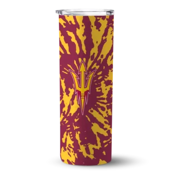 Personalized Arizona State Sun Devils Metallic Grid Maroon Skinny Tumbler
