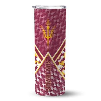 Personalized Arizona State Sun Devils Monogram Burst Maroon White Skinny Tumbler