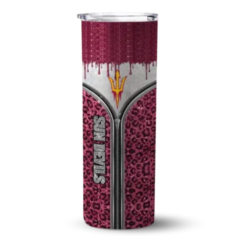Personalized Arizona State Sun Devils Sparkle Drip Maroon Skinny Tumbler