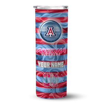 Personalized Arizona Wildcats Patterned Waves Red Skinny Tumbler