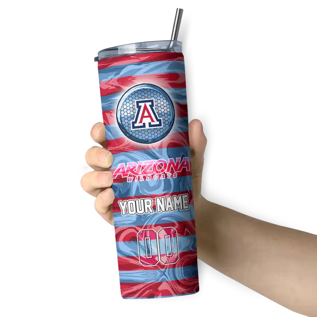 personalized-arizona-wildcats-patterned-waves-red-skinny-tumbler-premium-grade.webp