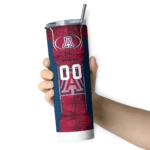 personalized-arizona-wildcats-stacked-diamond-red-skinny-tumbler-best-selling.webp
