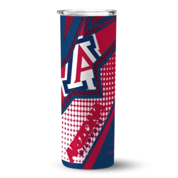 Personalized Arizona Wildcats Web Stripes Red White Skinny Tumbler