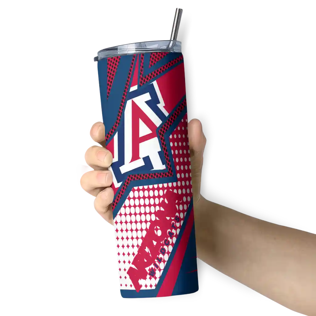 personalized-arizona-wildcats-web-stripes-red-white-skinny-tumbler-premium-grade.webp