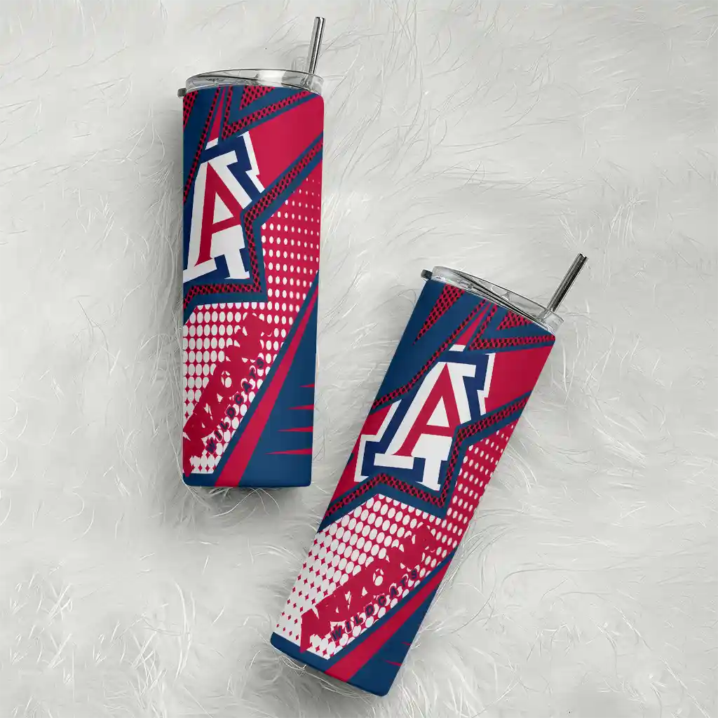 personalized-arizona-wildcats-web-stripes-red-white-skinny-tumbler-top-rated.webp