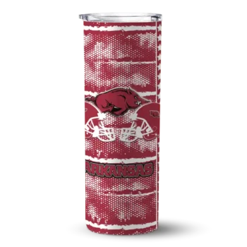 Personalized Arkansas Razorbacks Chevron Patch Red Skinny Tumbler