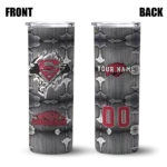 personalized-arkansas-razorbacks-chevron-v-red-gray-skinny-tumbler-best-selling.webp