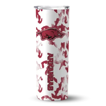 Personalized Arkansas Razorbacks Claw Marks Red White Skinny Tumbler