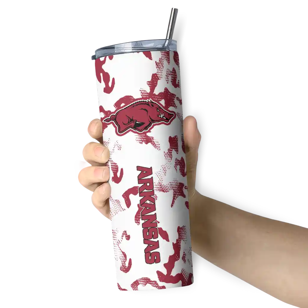 personalized-arkansas-razorbacks-claw-marks-red-white-skinny-tumbler-premium-grade-1.webp