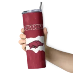 personalized-arkansas-razorbacks-torn-band-red-white-skinny-tumbler-best-selling-1.webp
