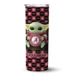 personalized-arkansas-razorbacks-yoda-cozy-red-black-skinny-tumbler-best-selling-1.webp
