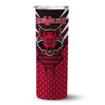 personalized-arkansas-state-red-wolves-chevron-stripes-scarlet-skinny-tumbler-best-selling.webp