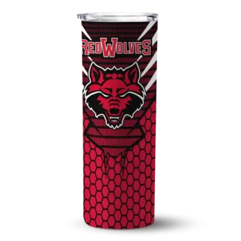 Personalized Arkansas State Red Wolves Chevron Stripes Scarlet Skinny Tumbler
