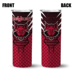 personalized-arkansas-state-red-wolves-chevron-stripes-scarlet-skinny-tumbler-best-selling.webp