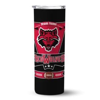 Personalized Arkansas State Red Wolves Helmet Belt Scarlet Black Skinny Tumbler