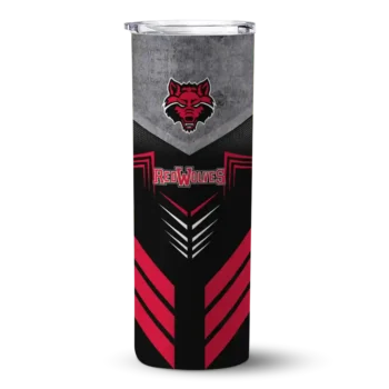 Personalized Arkansas State Red Wolves Hexagon Honeycomb Scarlet Black Skinny Tumbler