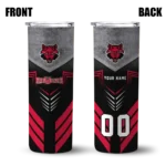 personalized-arkansas-state-red-wolves-hexagon-honeycomb-scarlet-black-skinny-tumbler-best-selling.webp