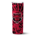 personalized-arkansas-state-red-wolves-metallic-grid-scarlet-skinny-tumbler-best-selling.webp