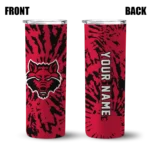 personalized-arkansas-state-red-wolves-metallic-grid-scarlet-skinny-tumbler-best-selling.webp