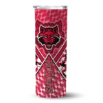 personalized-arkansas-state-red-wolves-monogram-burst-scarlet-white-skinny-tumbler-best-selling.webp